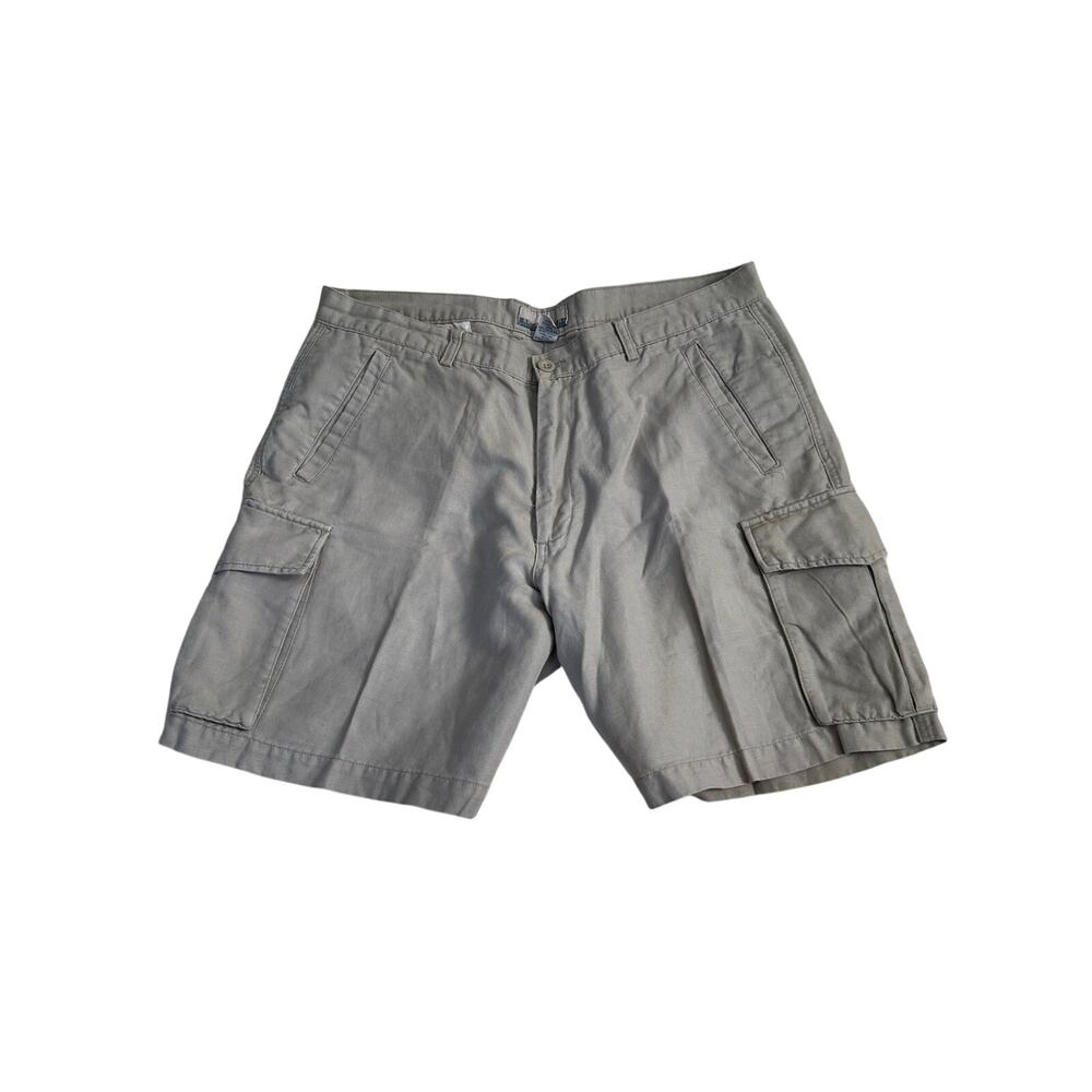Vintage Breakwater Cargo Shorts Men's 38 Linen Blend Khaki